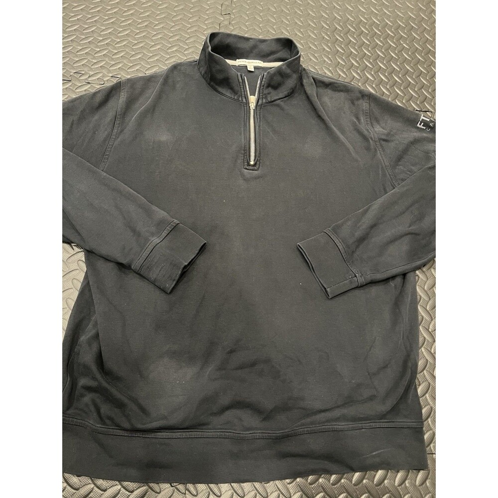 Peter Millar Performance 1/4 Zip Pullover Men's Large Black Golf perth melange